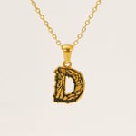 Gold color / 1 Piece Classic Bark Grain Unique Letter D Stainless Steel  Gold Color Unisex Pendant Necklaces Picture4